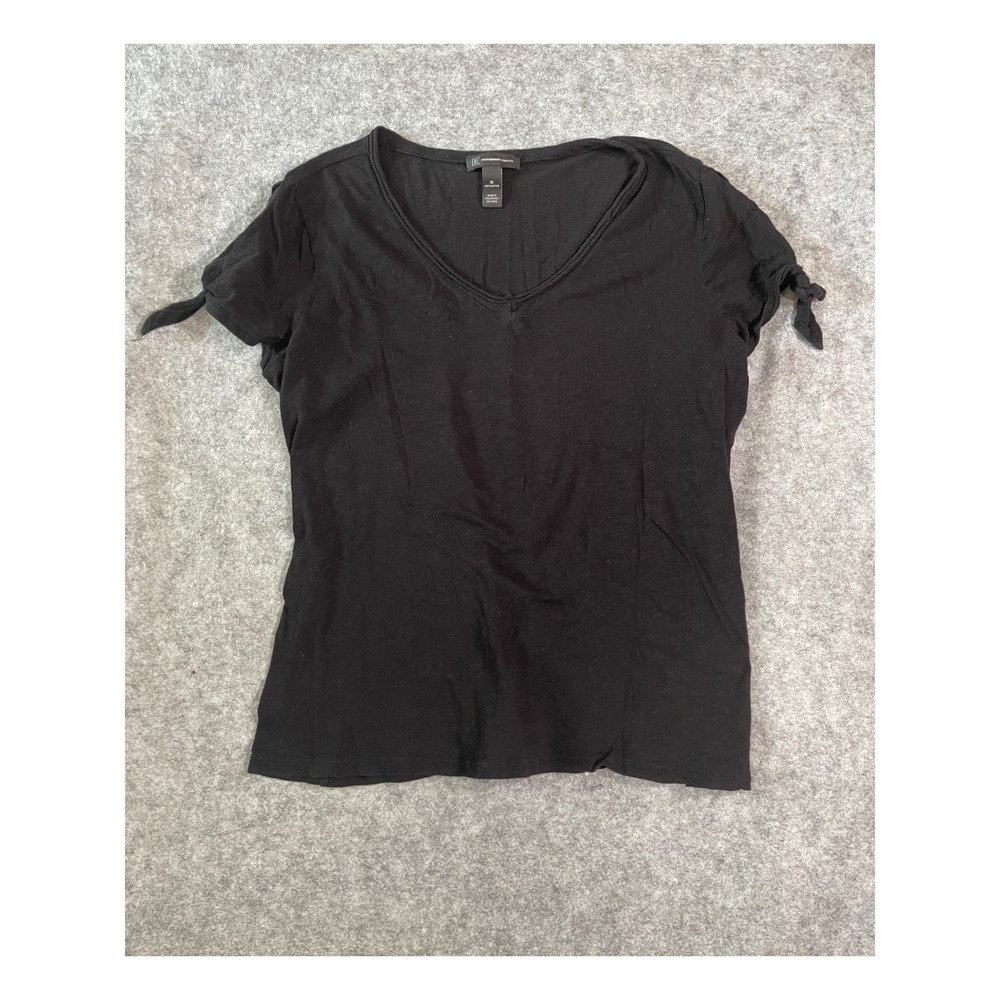 INC International Concepts Womens Black Cotton V-Neck Tie Sleeve Top XL